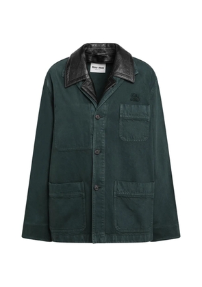 Miu Miu single-breasted logo-embroidered jacket - Green