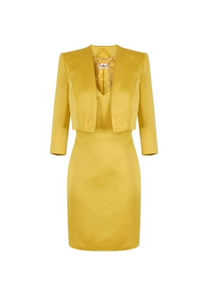 Elisabetta Franchi padded-shoulder mini dress - Yellow