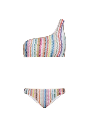 Missoni zigzag-knit one-shoulder bikini - White
