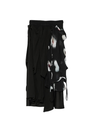 ALAINPAUL poppy-print draped midi skirt - Black
