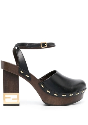 FENDI Baguette Show leather high-heeled clogs - Black
