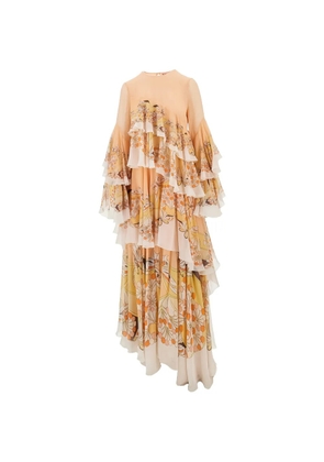 La DoubleJ ruffled floral-print dress - Orange