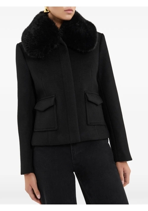 Rebecca Vallance fur collar cropped coat - Black
