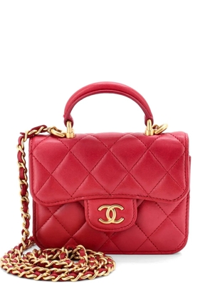 CHANEL Pre-Owned Top Handle Flap Coin Purse with Chain Quilted Lambskin crossbody bag - Red