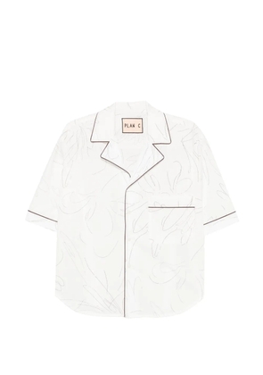 Plan C abstract-print piped-trim shirt - White