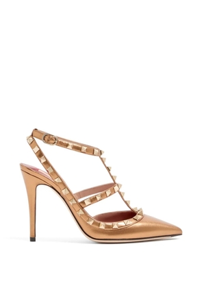 Valentino Garavani Rockstud pumps in laminated nappa leather 100mm - Gold