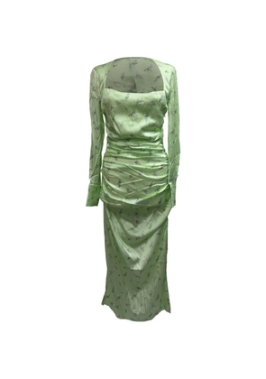 GANNI 2023 Ruched floral-print dress - Green