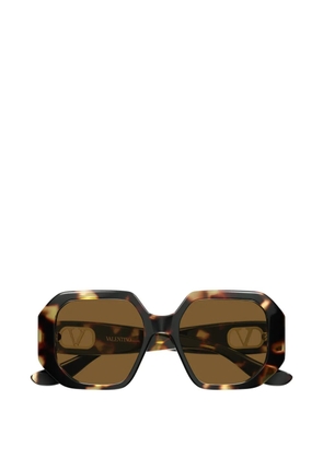 VALENTINO GARAVANI EYEWEAR VLogo geometric-frame sunglasses - Brown