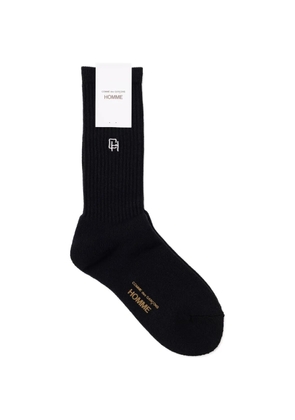 Comme des Garçons Homme logo-embroidered ribbed socks - Black
