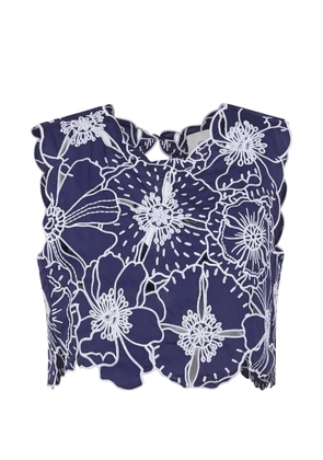FARM Rio Richelieu embroidered-floral top - Blue