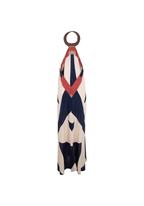 Volantis Saba abstract-print silk dress - Neutrals