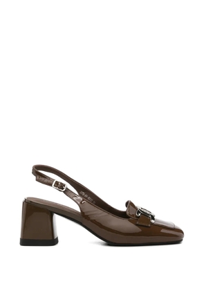 LINDA BAUMANN patent-finish slingback pumps - Brown