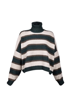 Brunello Cucinelli striped-knit turtleneck sweater - Neutrals