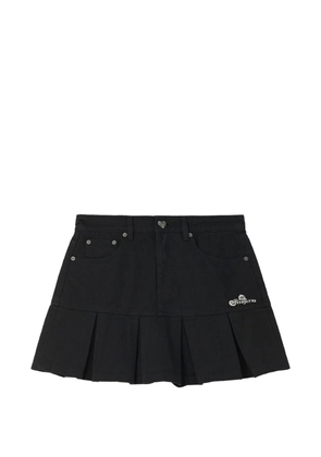 FINGERCROXX pleated logo-embroidered mini skirt - Black