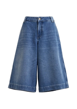 Essentiel Antwerp Woodstock-embroidered denim shorts - Blue