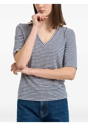 Weekend Max Mara striped V-neck linenT-shirt - Blue