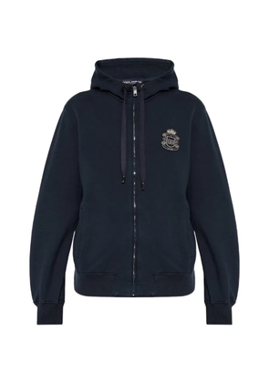 Dolce & Gabbana logo-patch zip-up hoodie - Blue