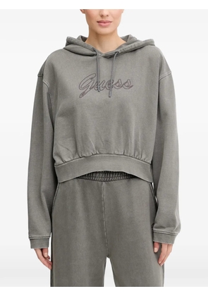 GUESS USA logo-embroidered hoodie - Grey