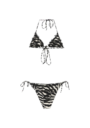 Ermanno Scervino zebra-print lace-detail bikini - Black