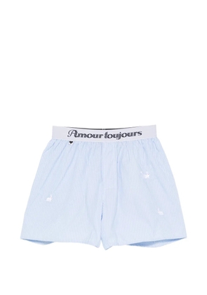 CARNE BOLLENTE Follow the Rabbit stripe-pattern embroidered boxers - Blue