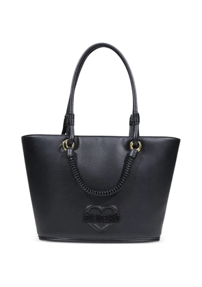 Love Moschino heart-logo braided-handle tote bag - Black