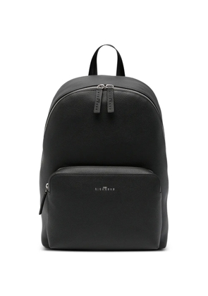 John Richmond logo-motif pebbled-leather backpack - Black