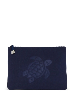 Vilebrequin Pool embossed-turtle clutch bag - Blue