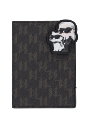 Karl Lagerfeld Ikon Monogram passport holder - Brown