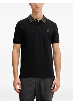 GUESS USA logo-collar polo shirt - Black