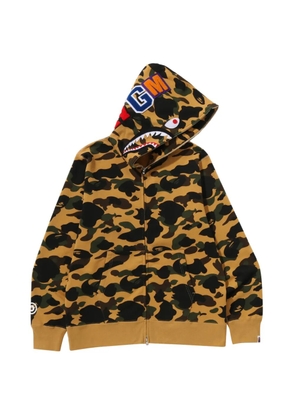 A BATHING APE® Shark camouflage-print zip-up hoodie - Yellow