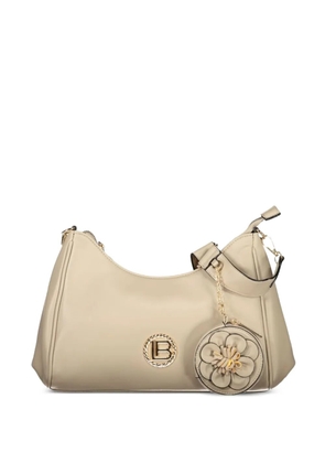 Laura Biagiotti logo-plaque floral-appliqué shoulder bag - Neutrals