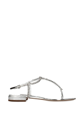Miu Miu crystal-embellished leather sandals - Silver