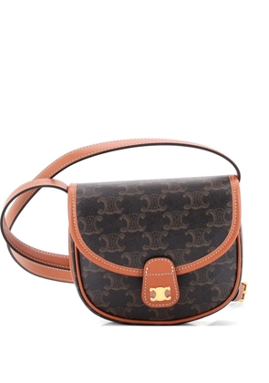 Celine Pre-Owned Besace Flap Bag Triomphe Coated Canvas Mini crossbody bag - Brown