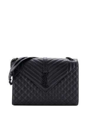 Saint Laurent Pre-Owned Classic Monogram Envelope Satchel Mixed Matelasse Leather Large shoulder bag - Black