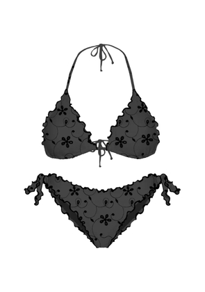 MC2 Saint Barth floral-embroidered ruffled bikini - Black