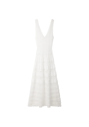SANDRO pointelle-knit tiered maxi dress - Neutrals