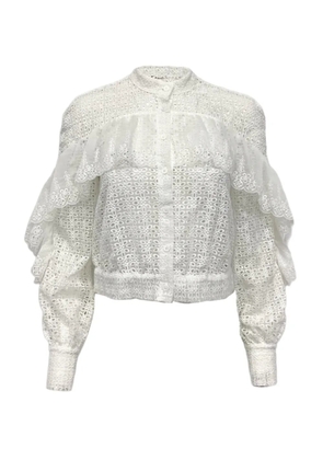 Self-Portrait floral-embroidered blouse - White