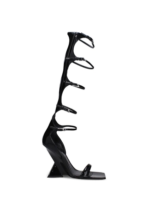 The Attico patent-leather buckle-strap sandals - Black
