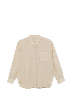 120% Lino Ali chest-pocket curved-hem shirt - Neutrals