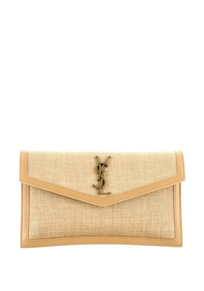 Saint Laurent Pre-Owned Uptown Pouch Raffia clutch bag - Neutrals