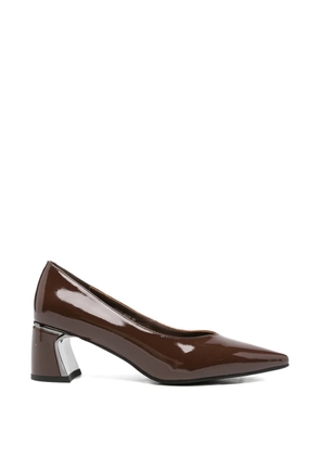 SERGIO MORETTI FIRENZE patent-finish pointed-toe pumps - Brown