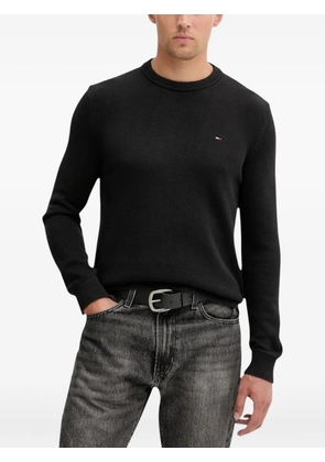 Tommy Jeans logo-patch cotton sweater - Black