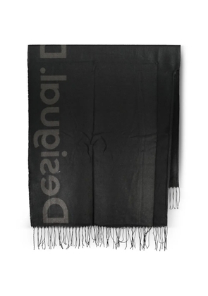 Desigual logo-print fringed scarf - Black