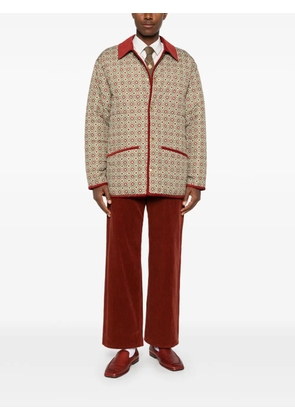 Drôle De Monsieur geometric-print corduroy-collar jacket - Green