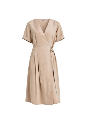 TWINSET pleated wrap midi dress - Neutrals