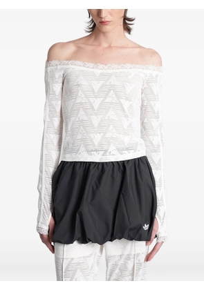 adidas lace off-the-shoulder top - White