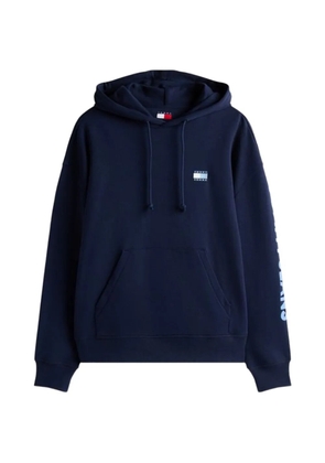 Tommy Jeans logo-patch drawstring cotton hoodie - Blue
