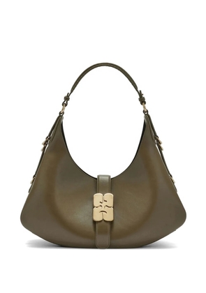 GANNI Kat logo-plaque shoulder bag - Green