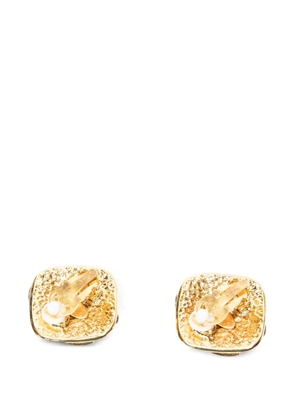 CHANEL Pre-Owned Interlocking CC square clip-on earrings - Gold