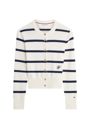 Tommy Hilfiger Premium horizontal-stripe knitted cotton cardigan - Neutrals